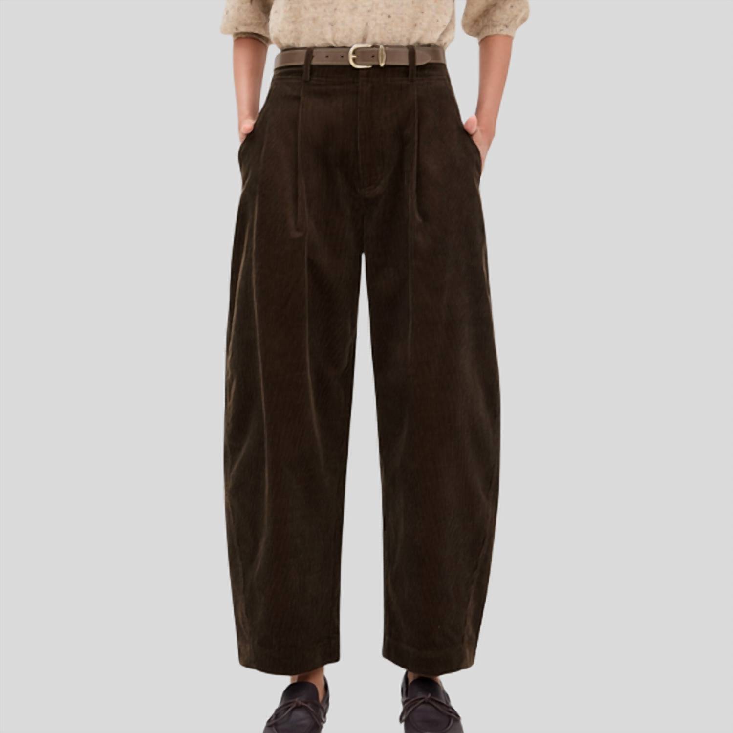 New Apiece Apart Bari Corduroy Crop Trouser In Carob